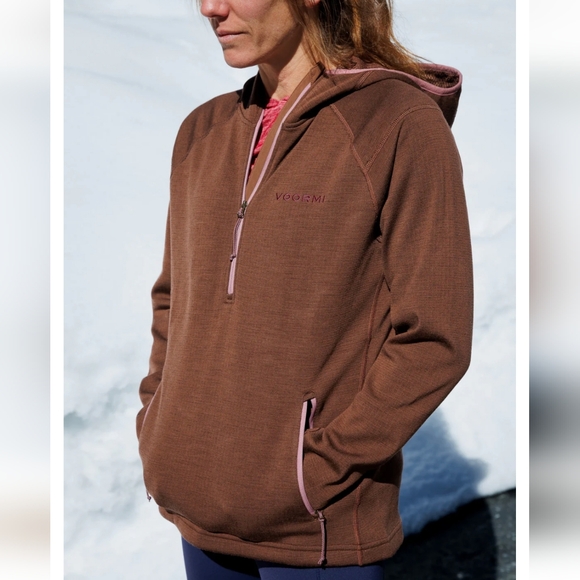 Voormi 1/4 Zip Access NXT Pullover Top Size M Charcoal Wool Blend Mid Layer - Picture 10 of 11